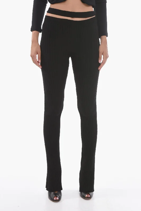 Fantastic Offers ANDREĀDAMO Ribbed Knit Trousers with Skinny-fit