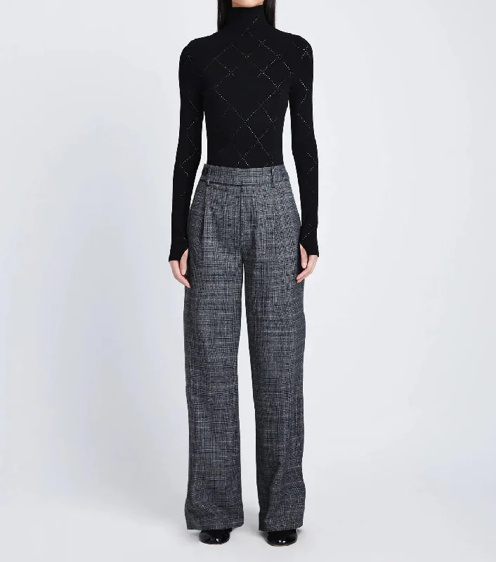 Weekend Offers That Shine Plaid Suiting Wide Leg Trouser In Medium Grey
