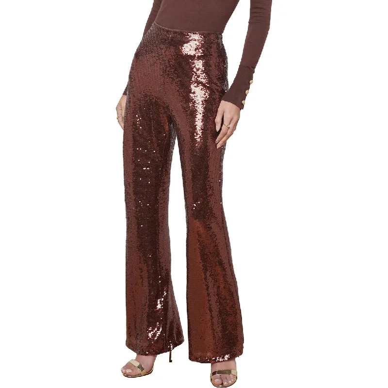 Overstock Womens High Rise Sequined Flared Pants