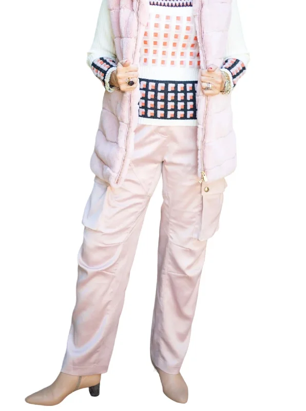 Take Advantage Satin Cargo Pant In Pink