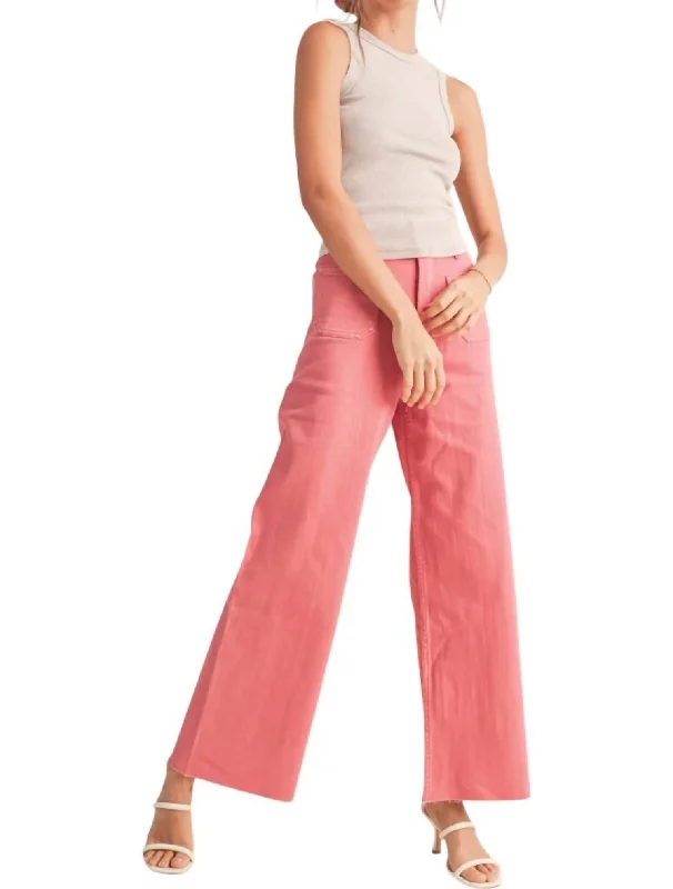 Closeout Deal Straight Wide Leg Pants In Raspberry