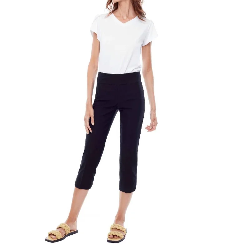 Weekend Savings Extravaganza 22" Petal Capri Solid Techno Pant In Black