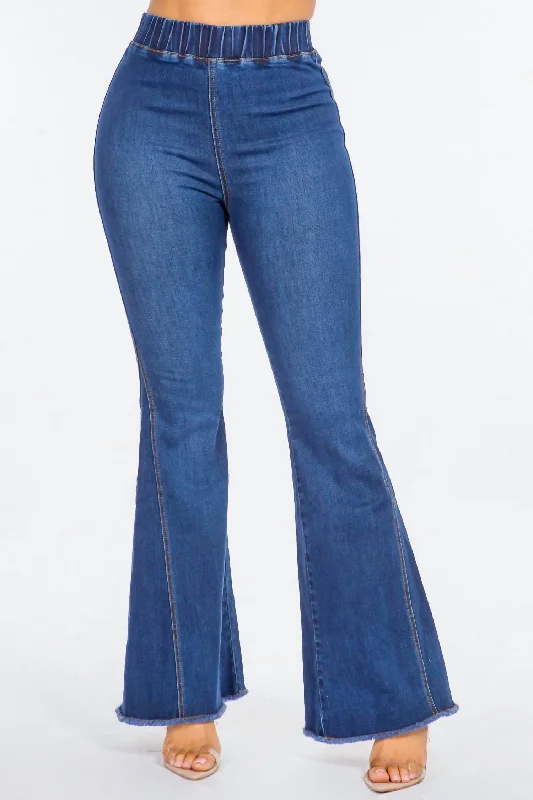 Sale Event High Waist Curvy Flare Jeans In Dark Blue