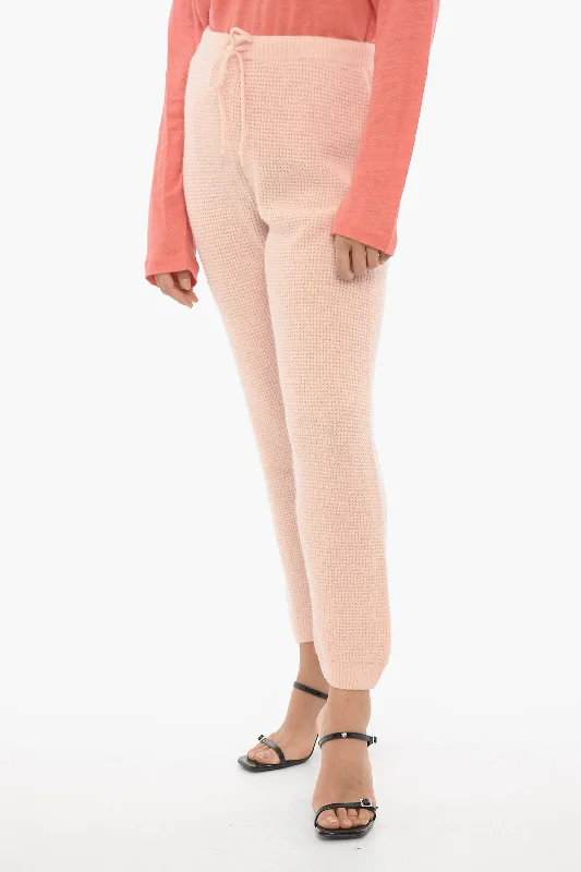 Early Bird Discount American Vintage Solid Color Wool Blend Pants with Elastic Waistband