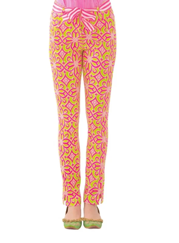Price Blitz Gripeless Cotton Spandex Jeans - Piazza In Lime/pink