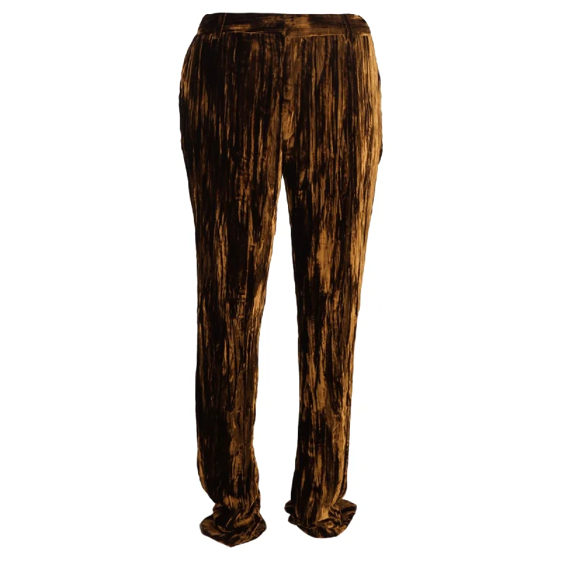 Now Available Saint Laurent Straight-Leg Tapered Pants in Brown Velvet