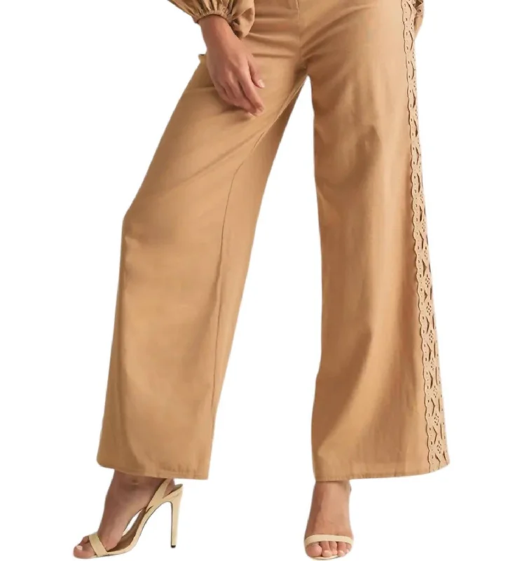 Weekend Deals That Impress Embroidered Lace Pants In Tan