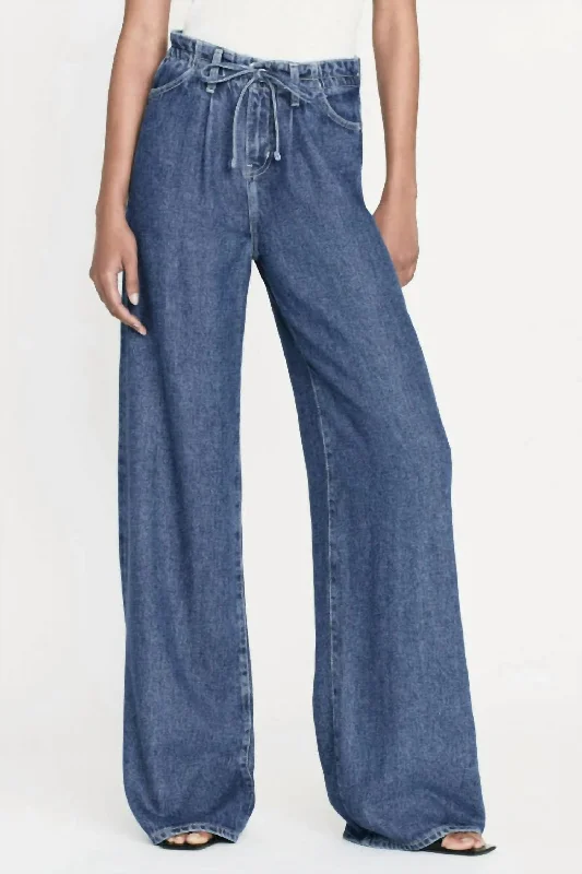 Midnight Madness Drawstring Wide Leg Jean In Ghost
