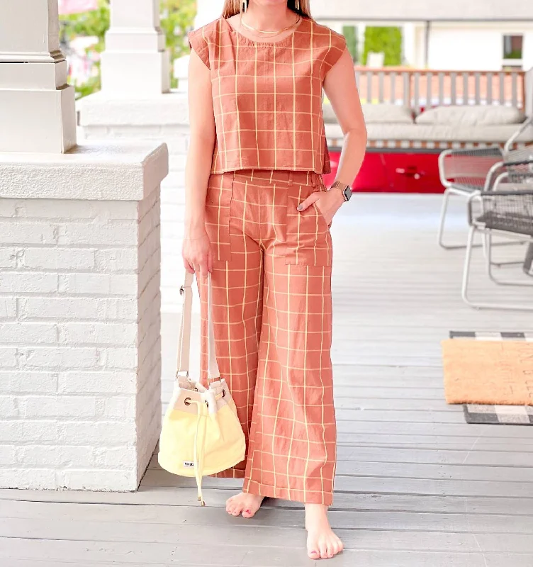 Factory Direct Sale Billie Pants In Walnut Plaid