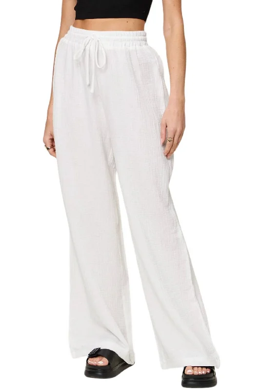 Limited Time Offer Wide Leg Drawstring Pants In White