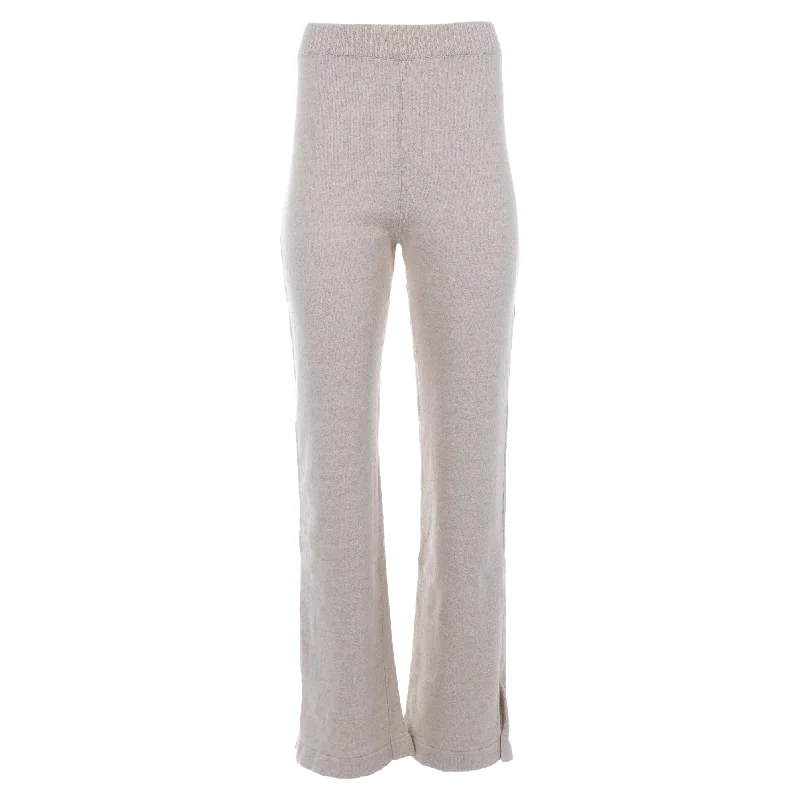 Super Savings Nanushka Knitted High-Waist Bell Pants in Beige Cotton