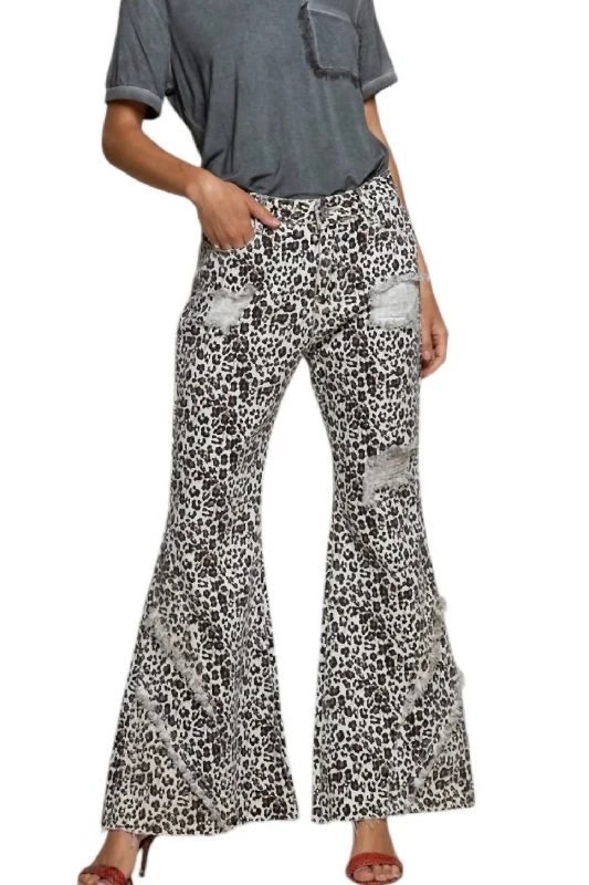 Midnight Madness Leopard Print Pants In Vintage Ivory