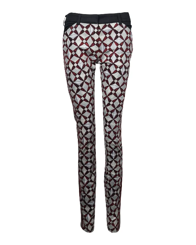 Super Discount Balenciaga Geometric Printed Pants in Grey Cotton