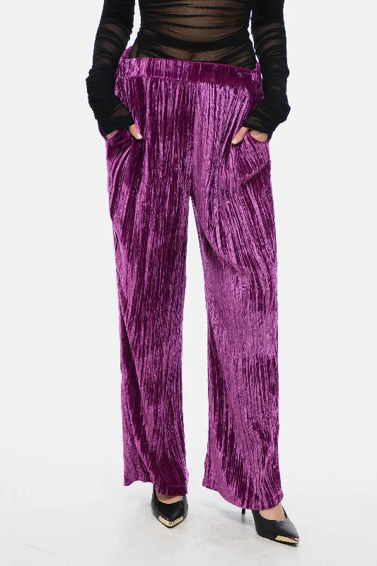 Act Now Sleep no More Curly Velvet Wide-Leg Pants