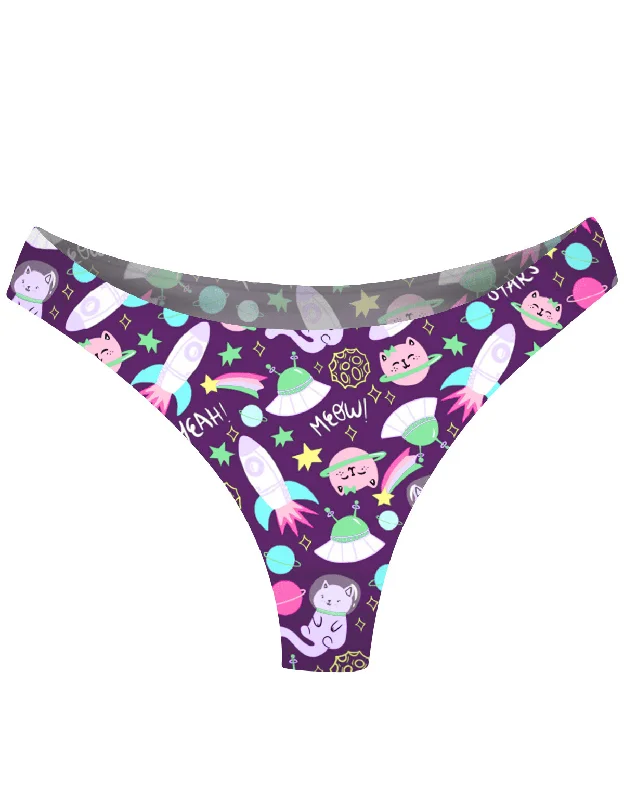 Weekend Savings Bonanza AiraModal™ Space Cats Mid-Rise Thong