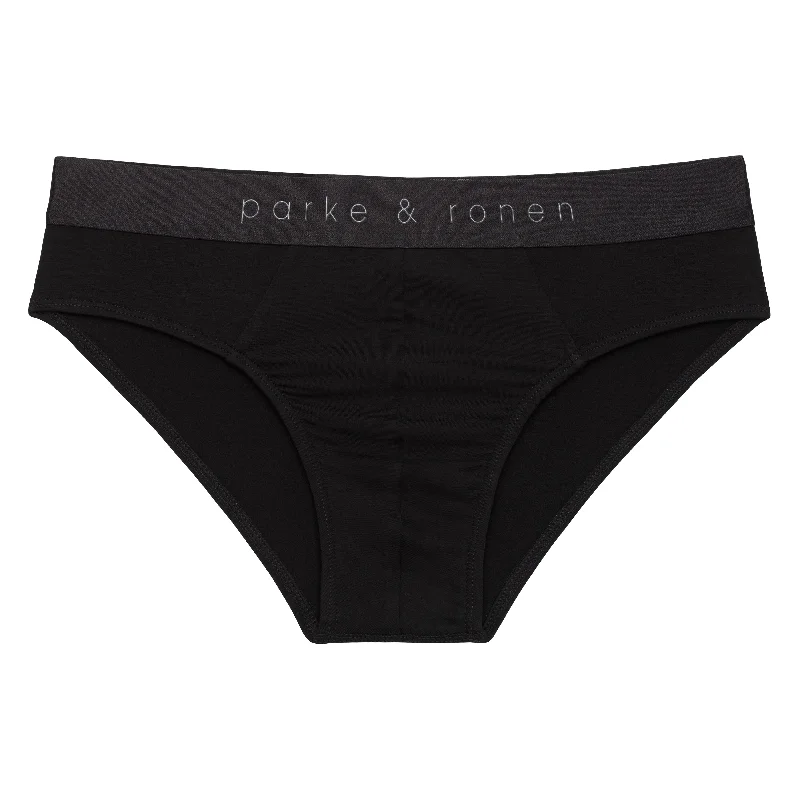 Black Solid Low Rise Brief