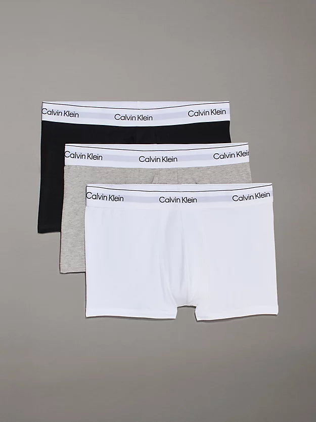 Calvin Klein 3 Pack Men's Modern Cotton Trunks - Grey Heather/White/Black