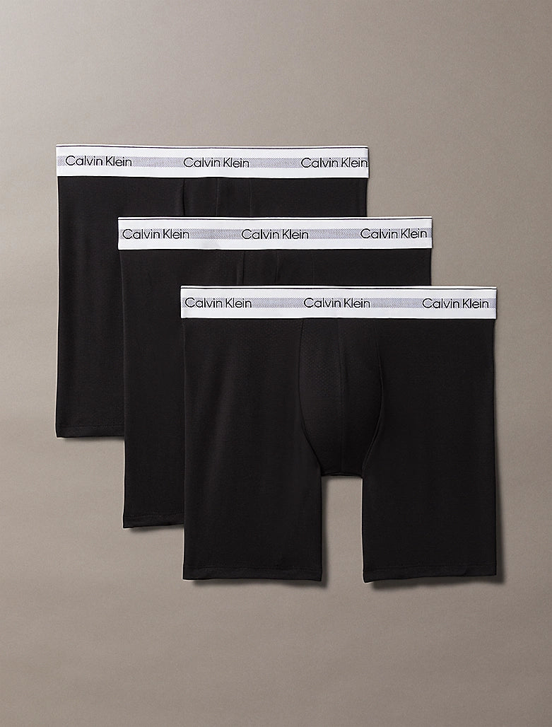 Calvin Klein Mens Modern Air Boxer Brief Long 3 Pack - Black