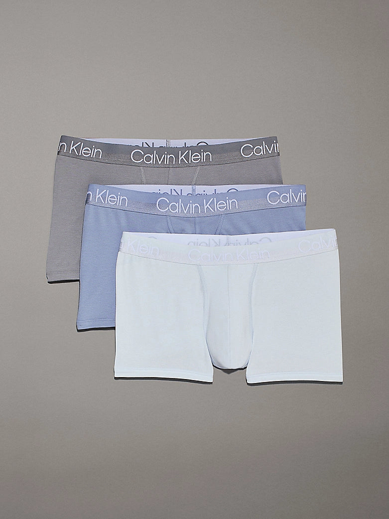 Calvin Klein Mens Modern Structure Cotton Trunk 3 Pack - Troposphere, Plein Air, Convoy