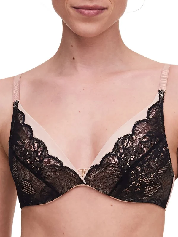 Midnight Flowers Plunge T-Shirt Bra - Black