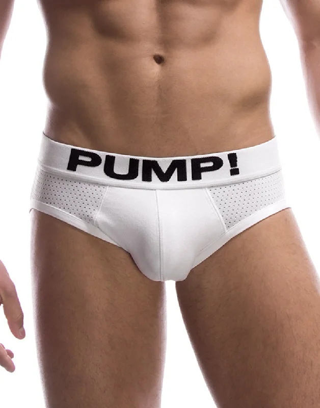 PUMP! Men's Classic Low Rise Mesh White Briefs 12008