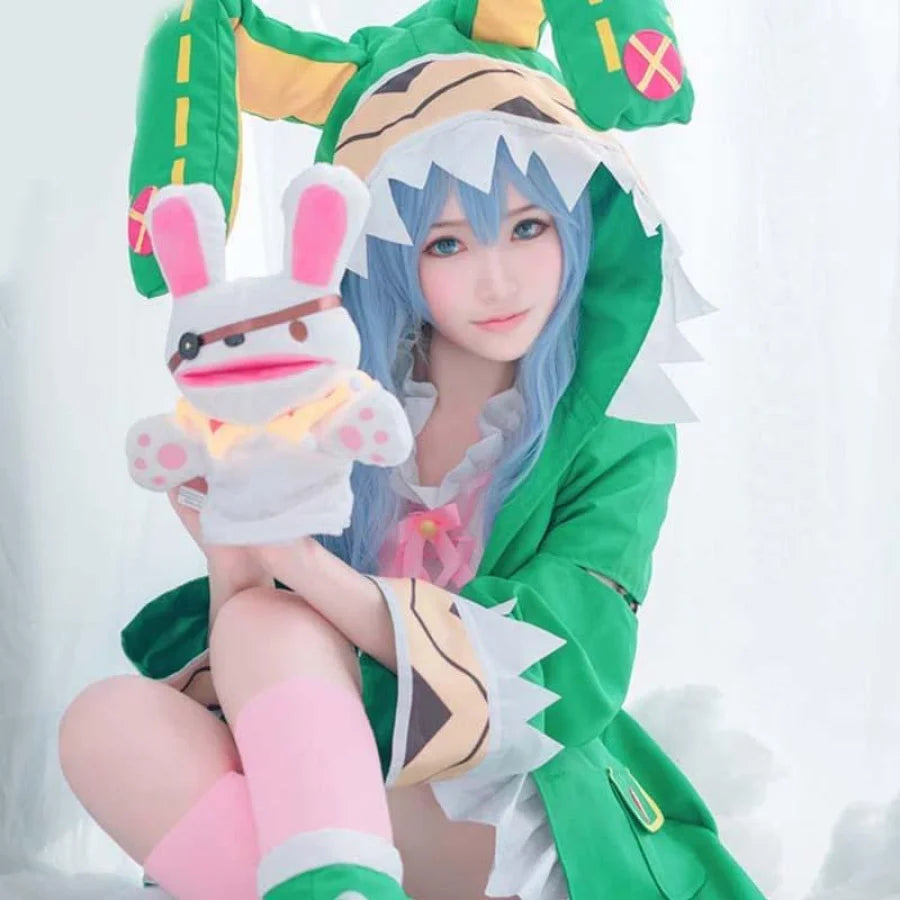 Date A Live Yoshino Himekawa Cosplay Costumes W Green Hooded Women Girls Coat Halloween Costumes with Socks C07983