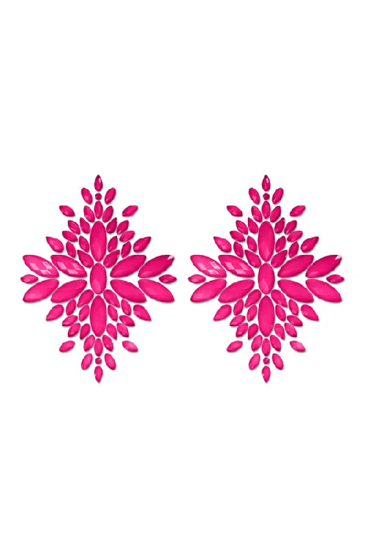 Fantasy Fashion Pasties Set: Neon Pink Crystal Pasties