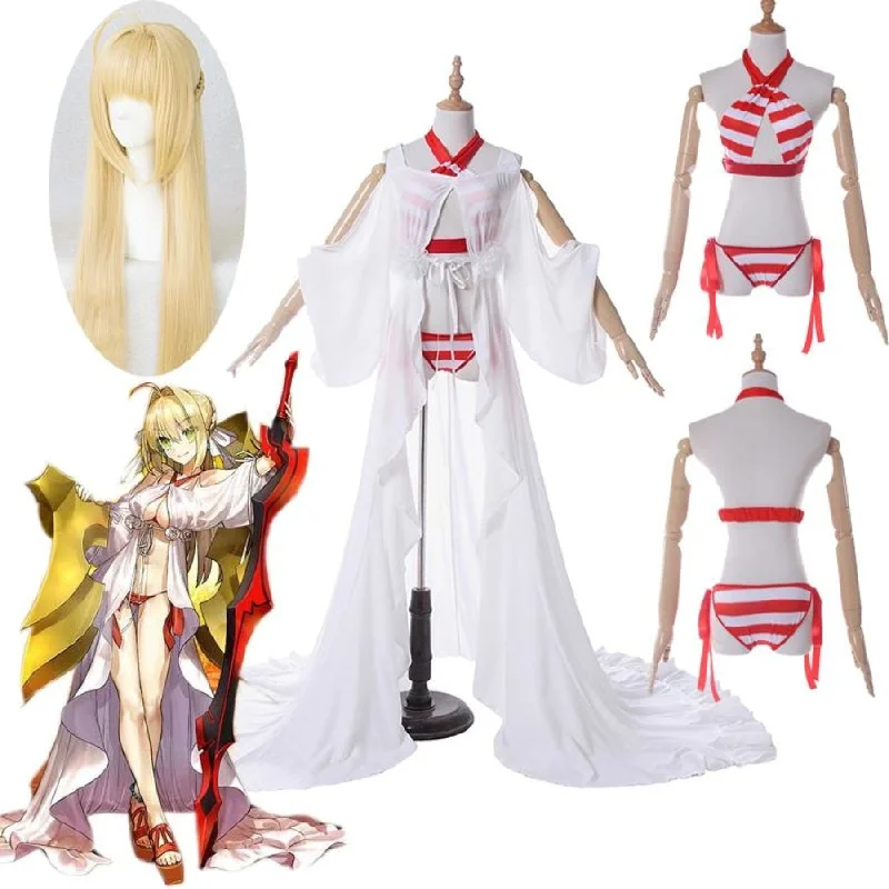 Fate Grand Order Nero Claudius Caesar Augustus Swimsuit Cosplay Costume Sexy Bikini Fate/Extra Saber Cosplay Costume Swimwear