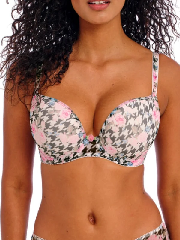 Act Now Rose Blossom Moulded Plunge T-Shirt Bra - Multi