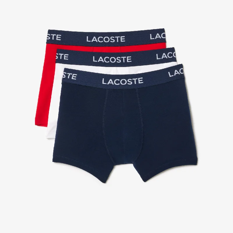 Lacoste 3 Pack Cotton Stretch Trunk - Red/White/Navy Blue