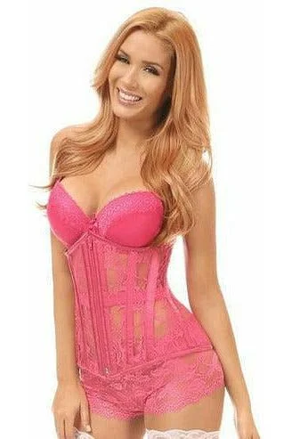 While Supplies Last Lavish Fuchsia Sheer Lace Under Bust Corset