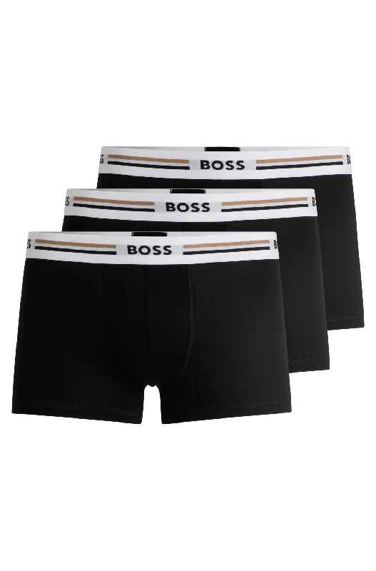 BOSS Men's Revive 3 Pack Trunks - Black