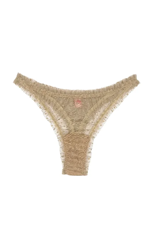 Mimi Beige dots high waisted thongs