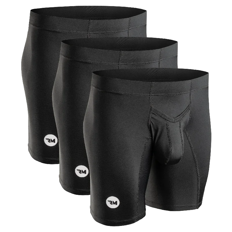 Deep Savings Nylon 9in Boxer Briefs V-FLY 3pk Black