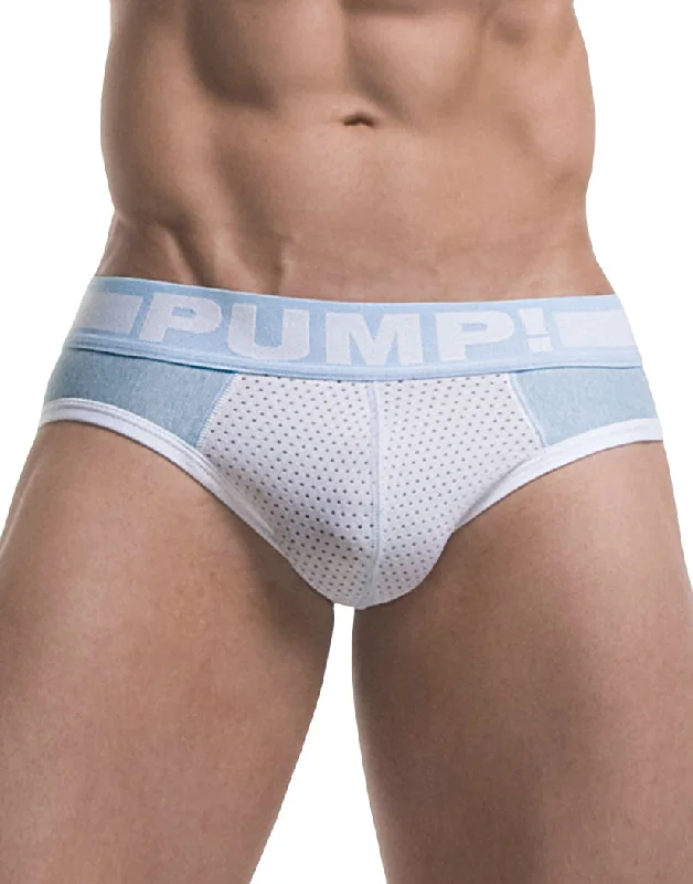 Top Pick PUMP! Men's Frost Cotton Mesh Brief Blue/White 12025