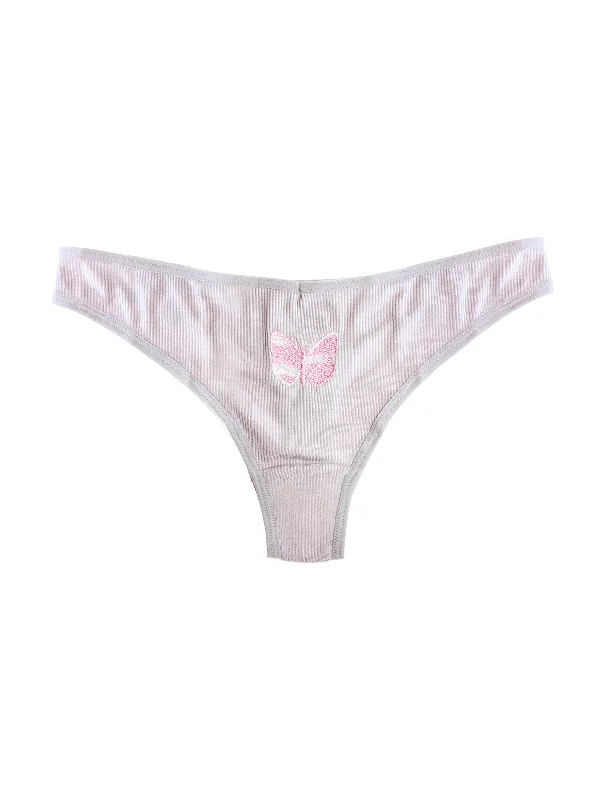 AiraModal™ Ribbed Butterfly Embroidered Thong