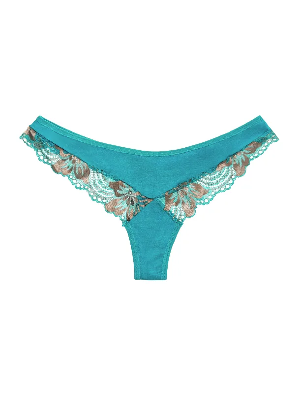 AiraModal™ Teal and Metallic-Lace Thong