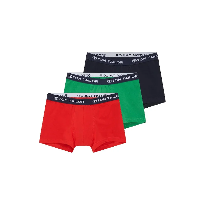 Tom Tailor Hip Trunks 3 Pack - Red / Navy / Green