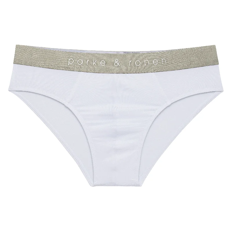 White Solid Low Rise Brief