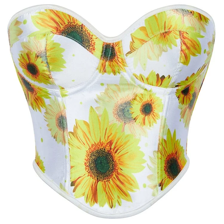 Stock Up and Save Women's Gothic Floral Printed Steel Boned Overbust Corset