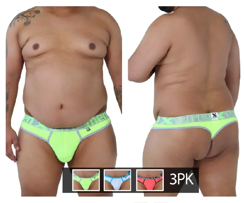 Xtremen 91031X-3 3PK Thongs Color Green-White-Fuchsia