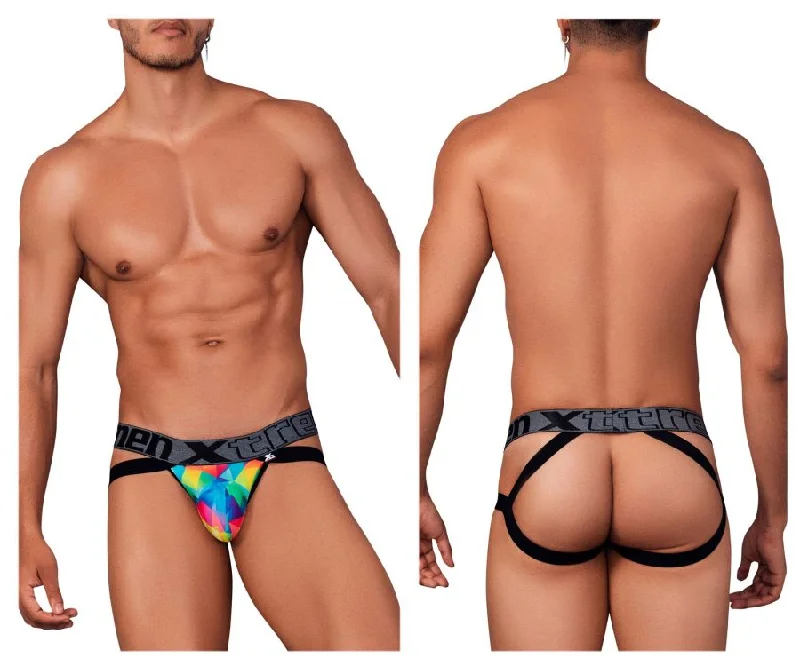 Last Chance Xtremen 91148 Printed Microfiber Jockstrap Color Rainbow Prism