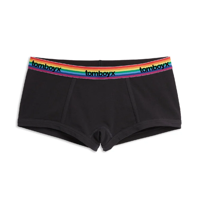 Boy Shorts - Black Rainbow Logo