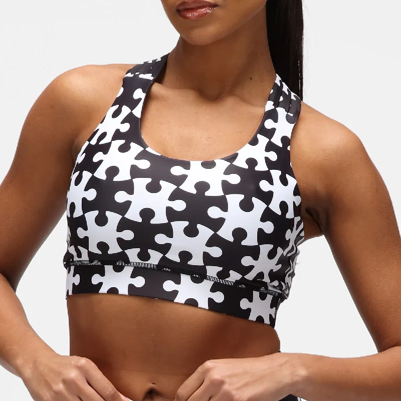 Price Drop Monochrome Jigsaw Cross Back Bra