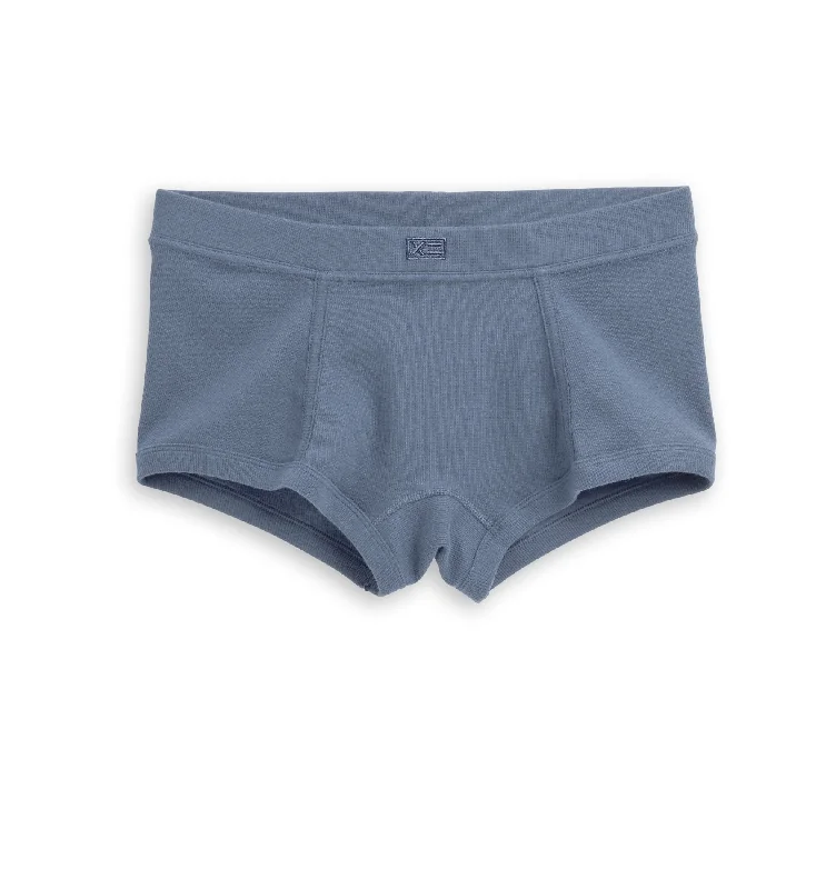 Organic Cotton Rib Boy Shorts - Blue Haze