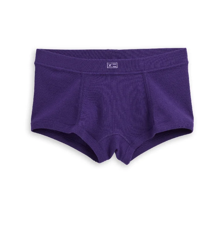 Organic Cotton Rib Boy Shorts - Ghostly Grape