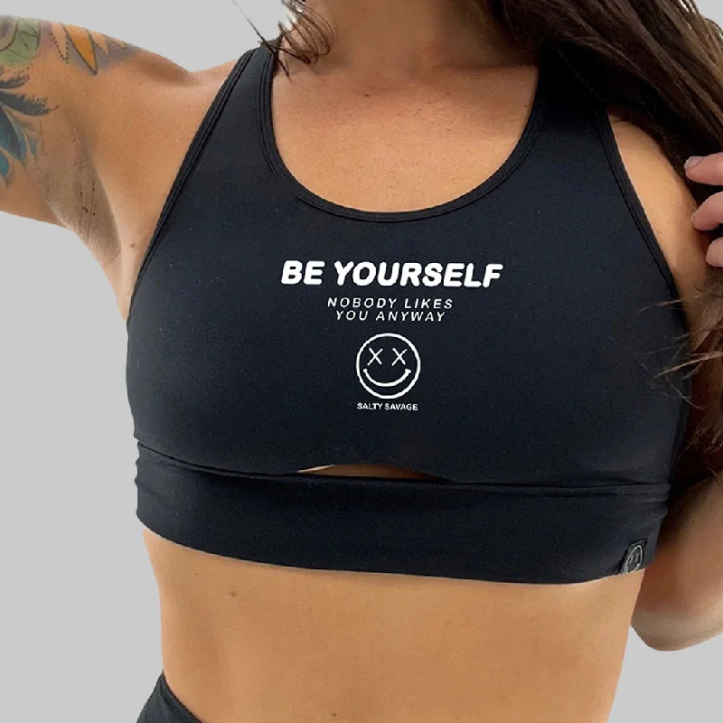 Salty Savage Ladies “Be Yourself” Peekaboo Sports Bra | Cocoa Beach Performance