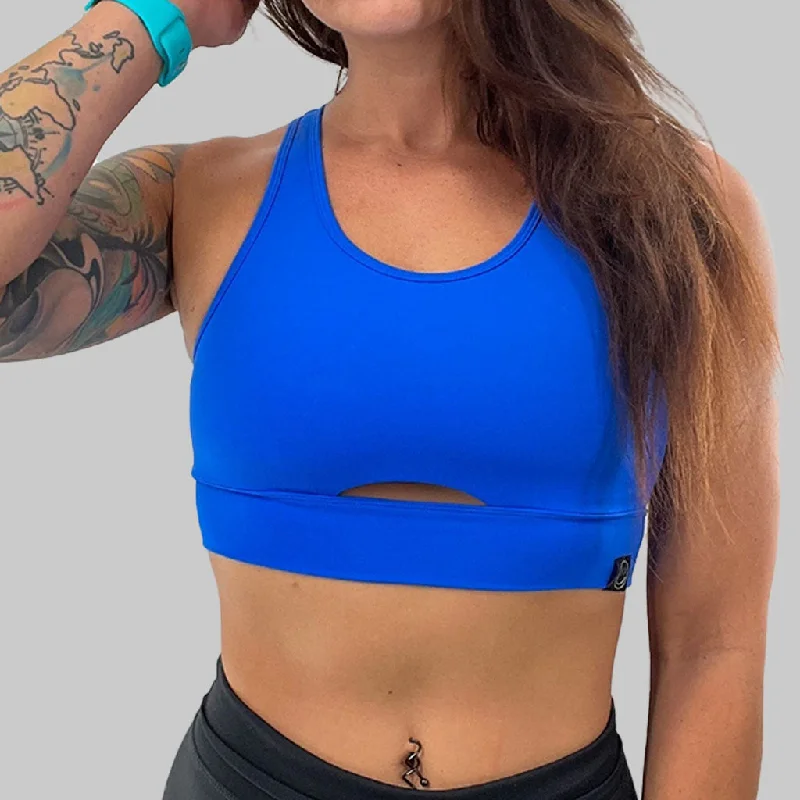Time-Sensitive Salty Savage Ladies Peekaboo Sports Bra | Cocoa Beach Performance