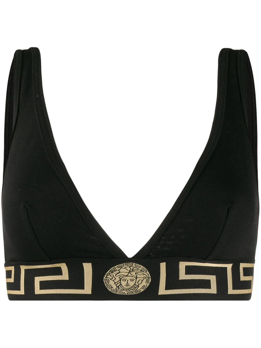 Inventory Reduction Versace Black Greek Key Triangle Bra